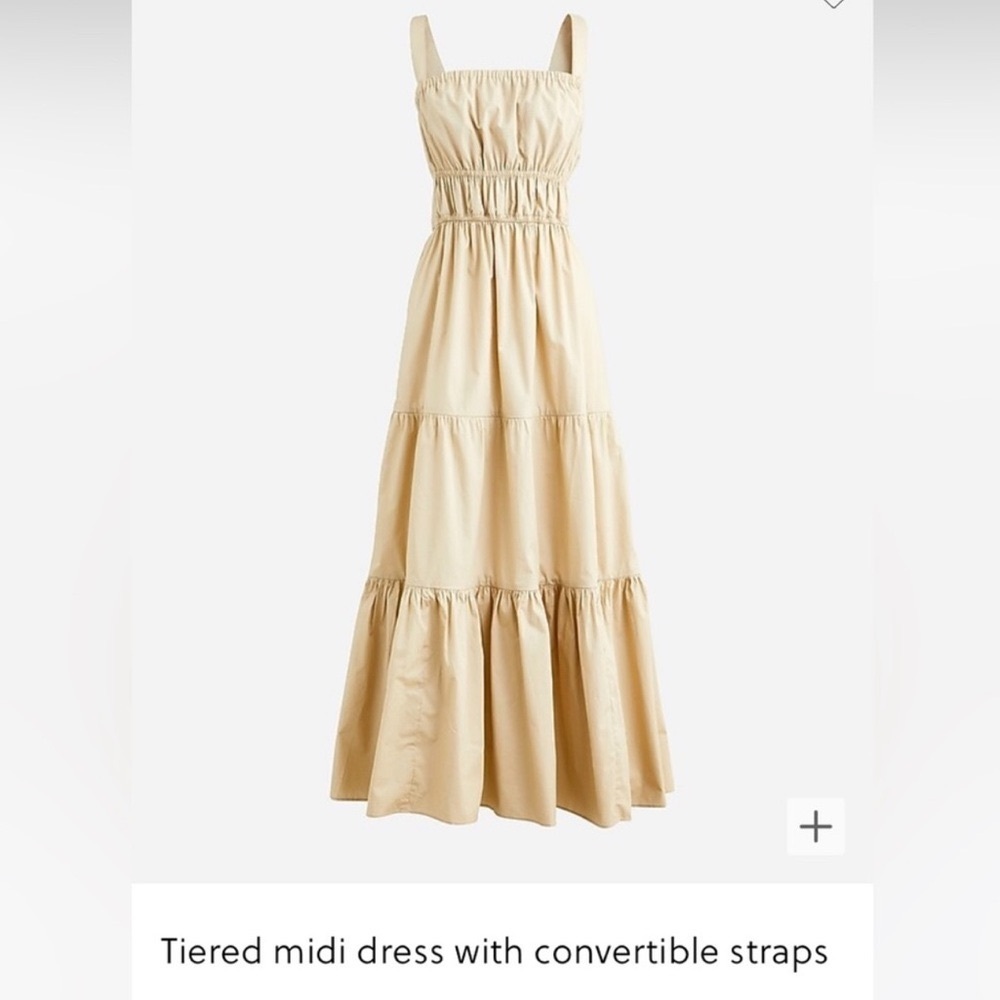J Crew tiered cotton midi dress adjustable removable straps